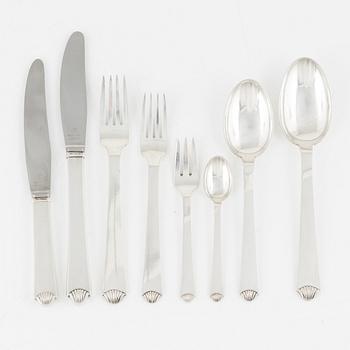 A Danish 20th century 72 pieces silver table cutlery, Hans Hansen.