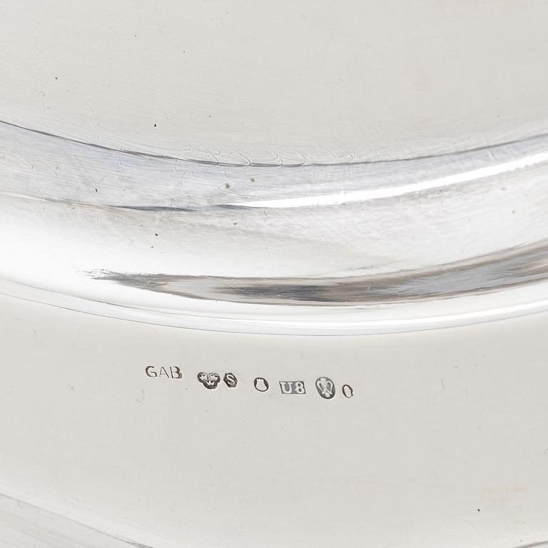 A rococo-style silver salver, mark of GAb, Stockholm 1946.