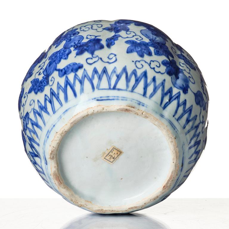 A melon shaped jar, Ming dynasty, Wanli (1572-1620).