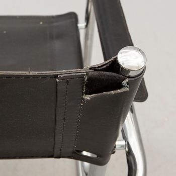 A set of five similar Italian 1970s chrome and leather armchairs.