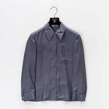 Prada, A grey silk blouse, size 36.