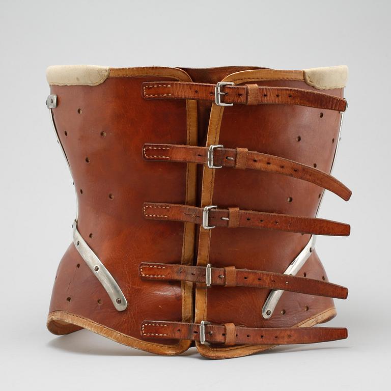 A leather corset, circa 1900.