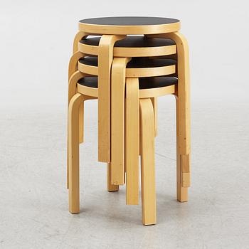 Alvar Aalto, stools, 4 pcs, model 60E, late 20th century.