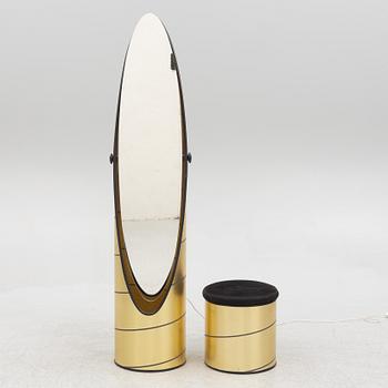 A 'Roulette' mirror and stool, AB Nybrofabriken, Fröseke, second half of the 20th Century.