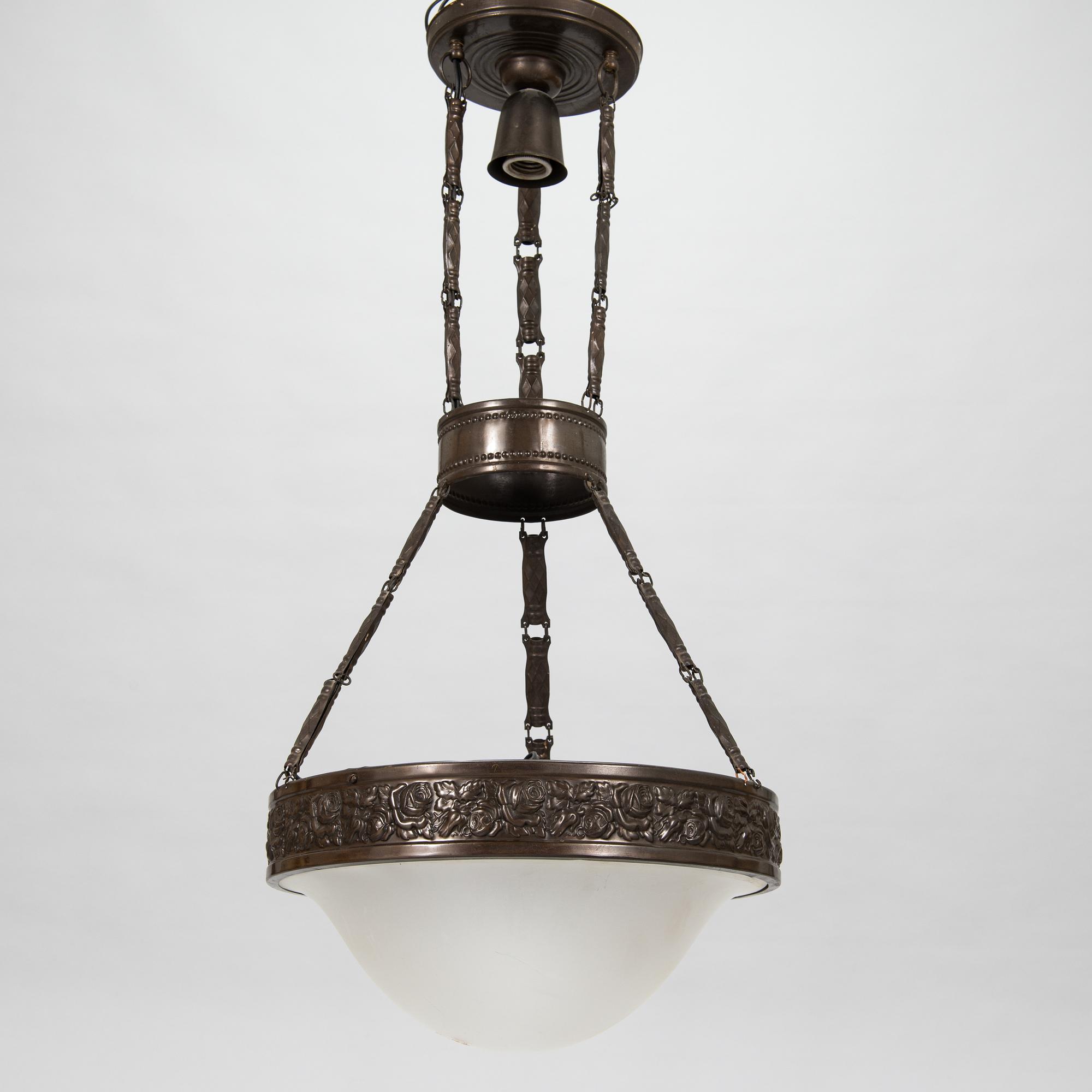 An early 20th century Jugend style ceiling lamp.
