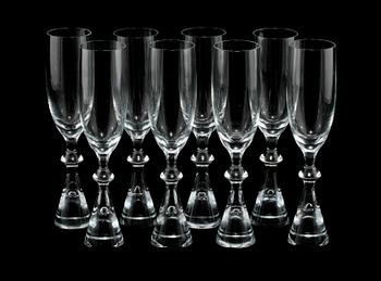 CHAMPAGNEGLAS, 8 st, Holmegaard, Danmark, 1900-talets andra hälft.