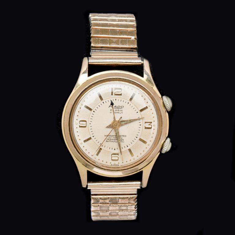 HERRARMBANDSUR, stål. Rado Alarm 1950-60 tal.