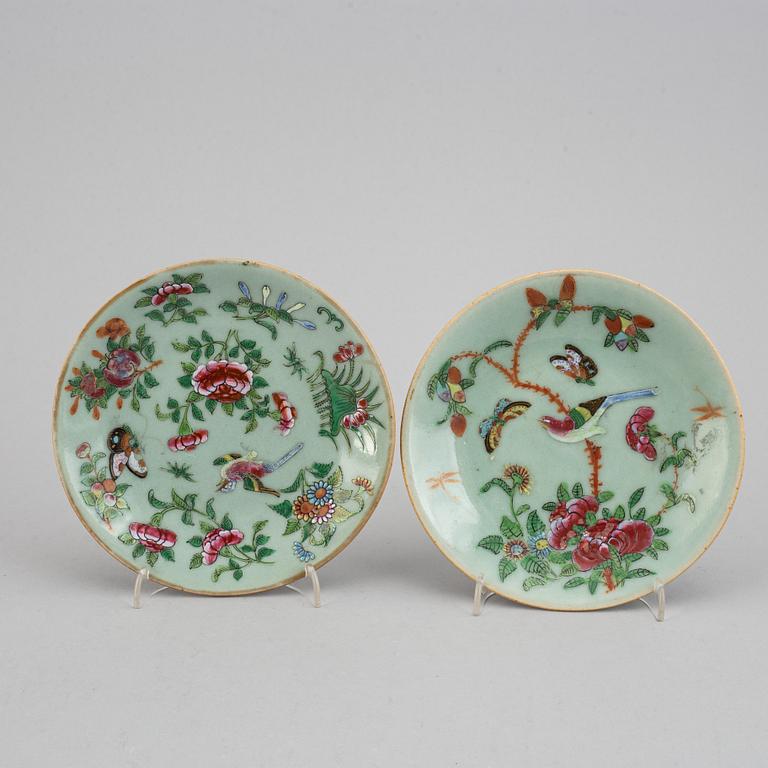 Nine famille rose canton dishes, Qing dynasty, late 19/early 20th century.