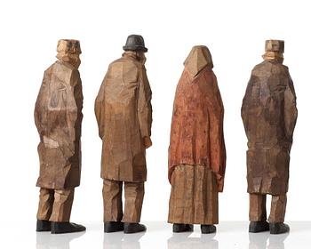 AXEL PETERSSON DÖDERHULTARN, group of wood sculptures, 7 pieces. Signed and five dated 1918.