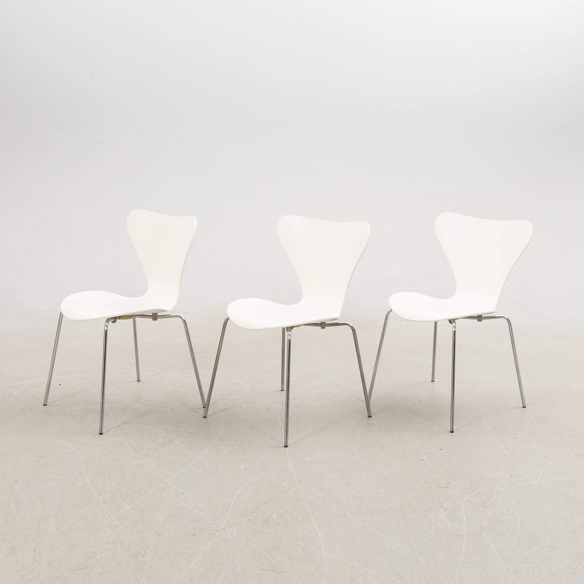 Arne Jacobsen, Chairs 6 pcs, "The Seven" for Fritz Hansen Denmark 1979.