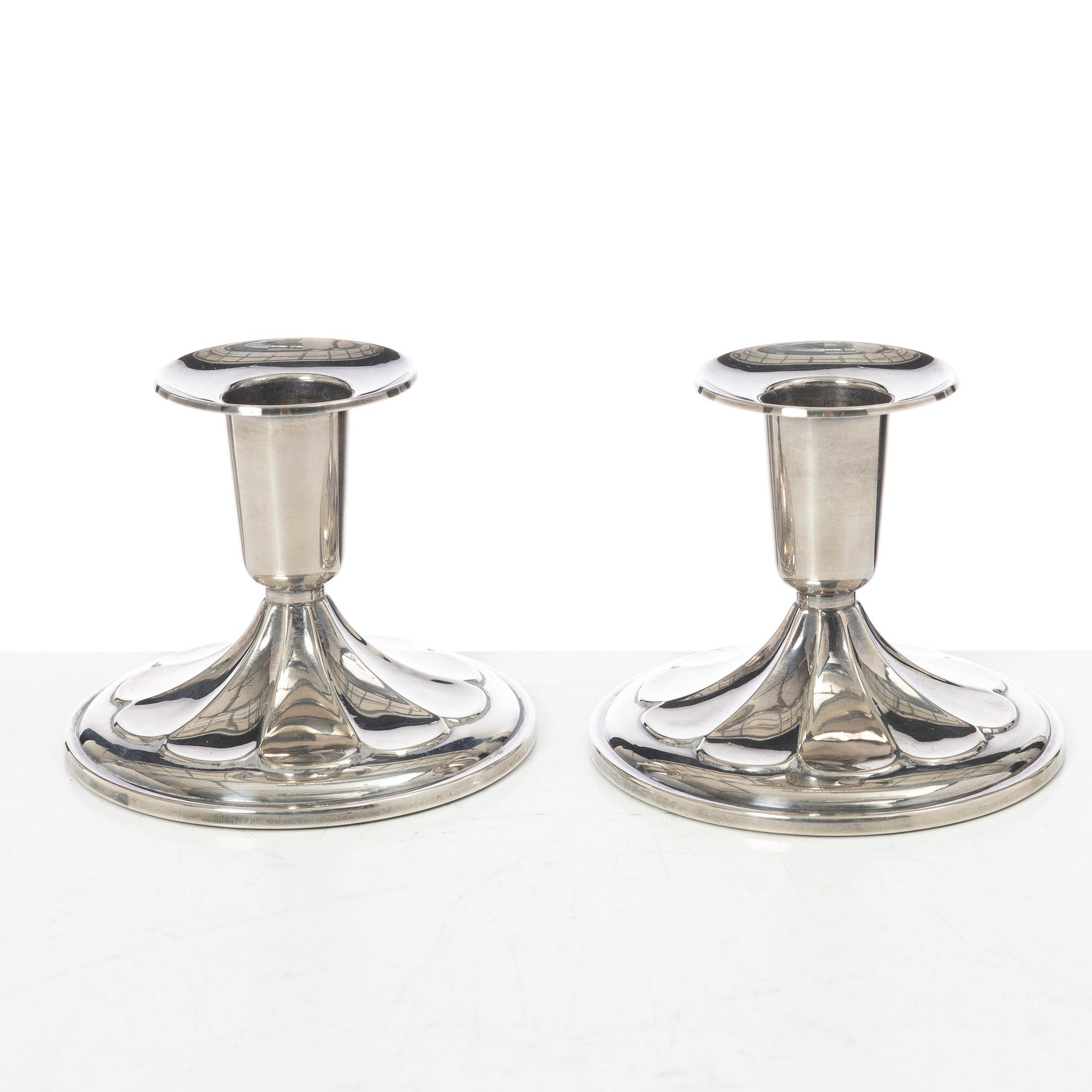 Ljusstakar, ett par, silver, Ceson, Göteborg, 1968.