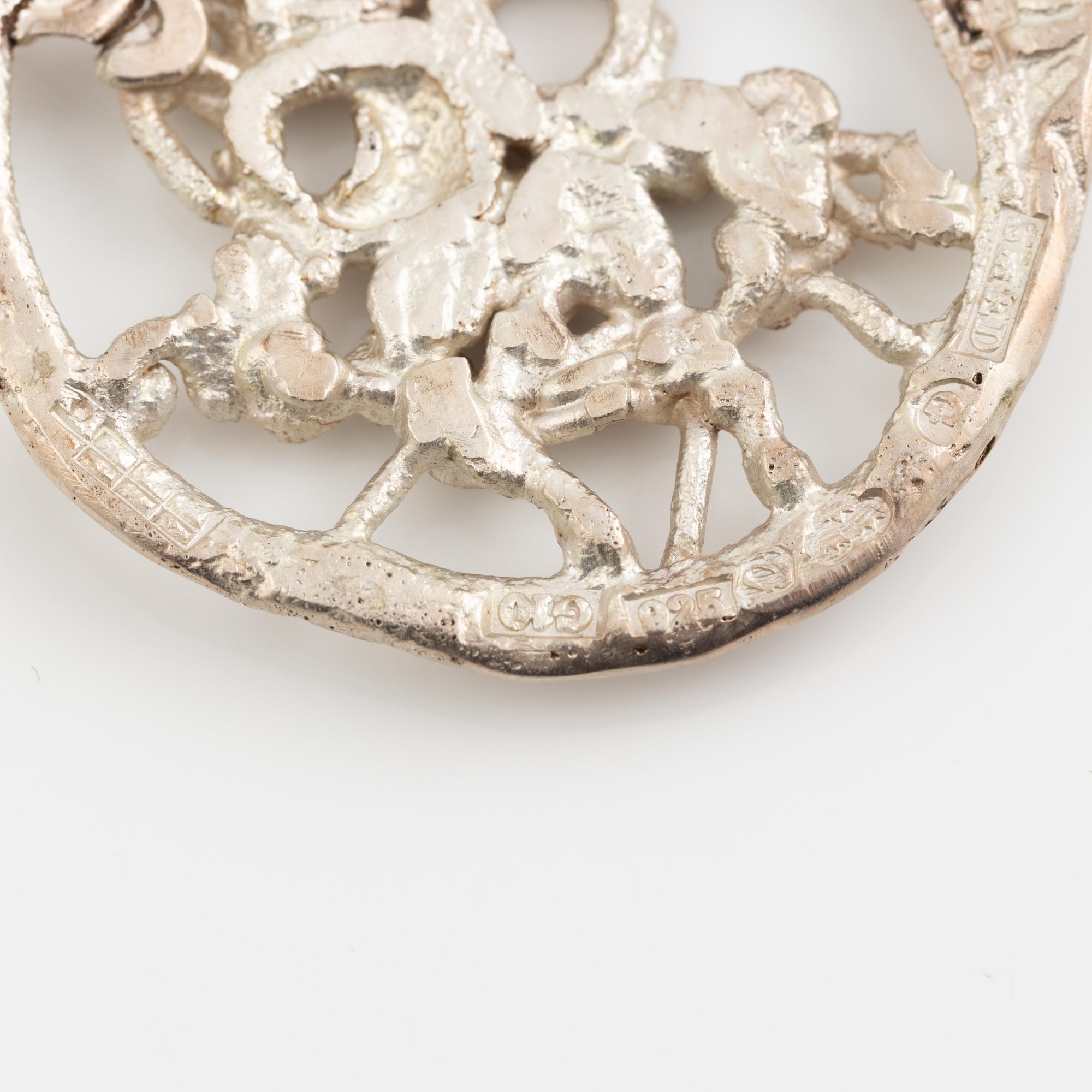 Lars Arby, a bracelet and two pendants, sterling silver, Gothenburg 1982, 1981 and 1978.