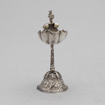 SALTKAR PÅ FOT, silver, barockstil, Tyskland, fantasistämplar, sent 1800-tal. Vikt ca 55 gram.