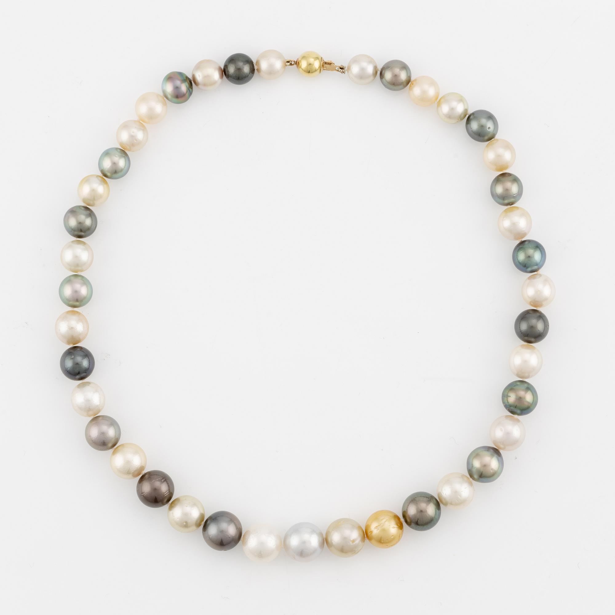 Collier odlade Söderhavspärlor och Tahitipärlor.