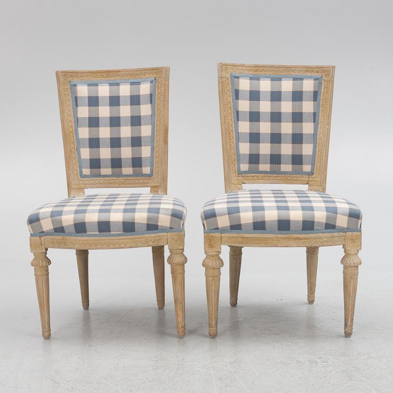 Stolar, åtta stycken, 1700-talets slut, sengustavianska.