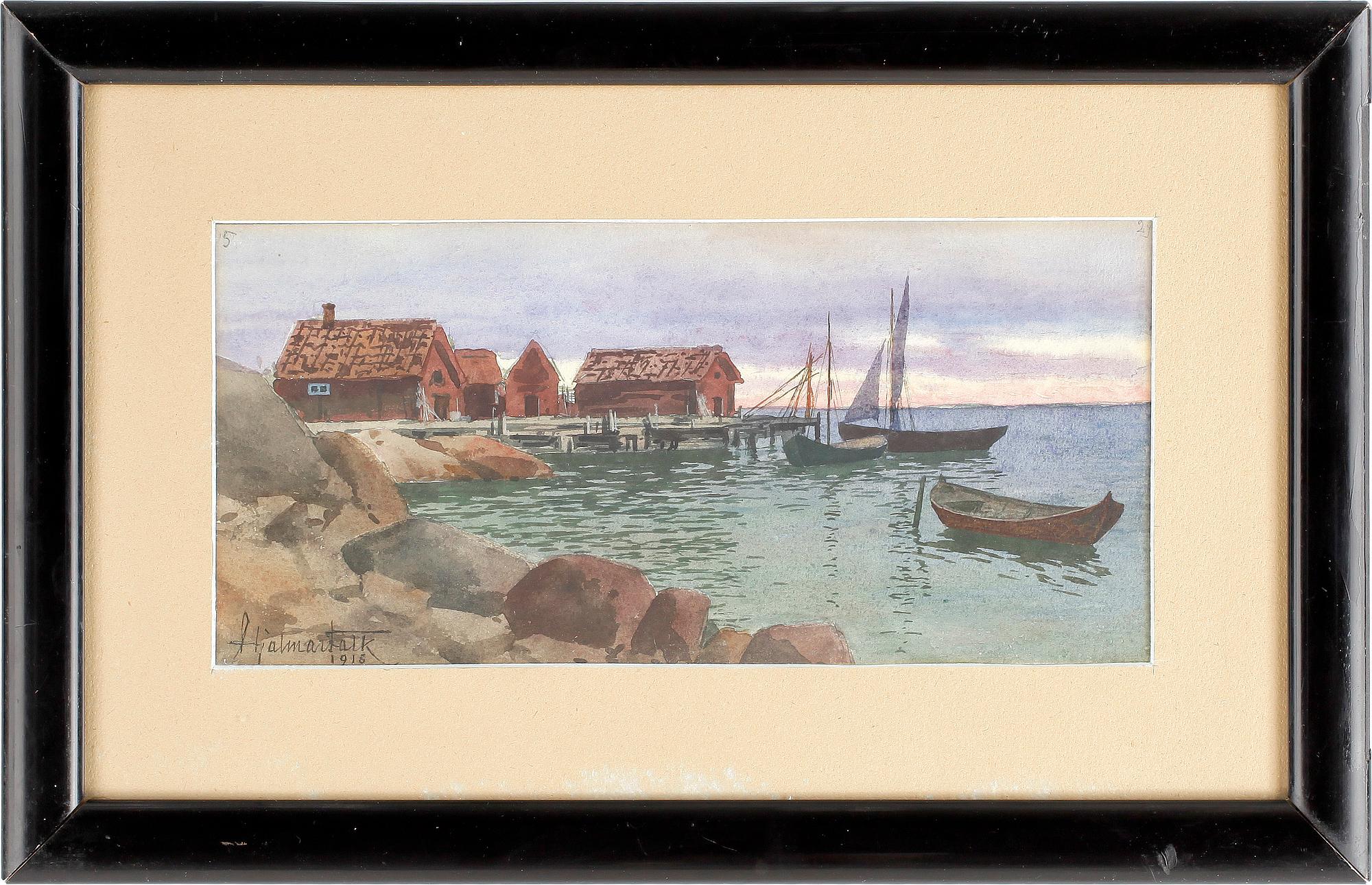 HJALMAR FALK, akvarell, sign o dat 1916.