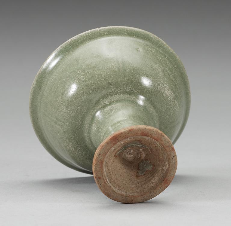 A celadon glazed stem cup, Ming dynasty (1368-1644).