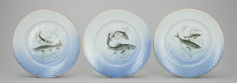 FISKTALLRIKAR 7 st, porslin,  Bing & Gröndahl, Danmark 1900-talets slut.