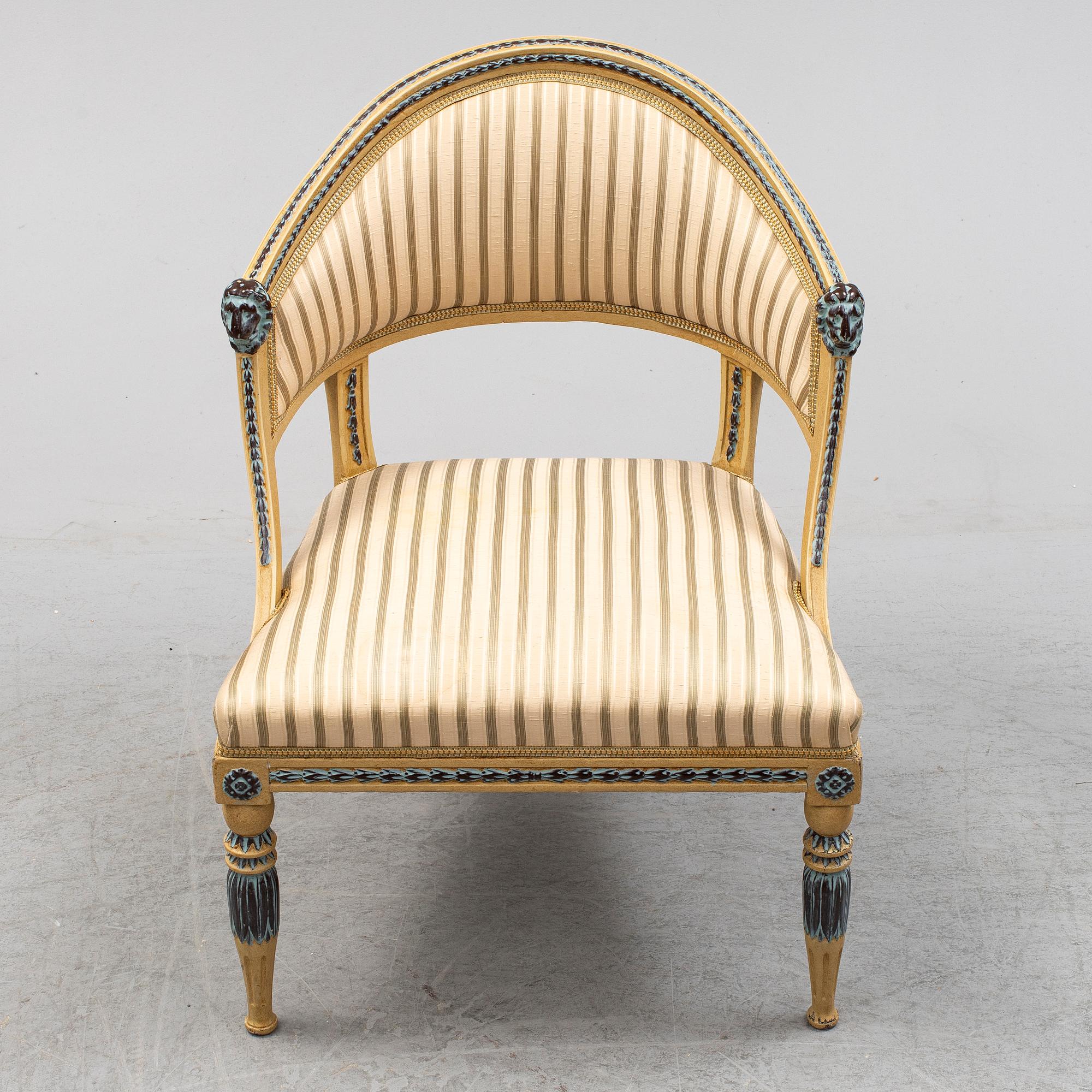 BALJFÅTÖLJ, sengustavianskt stockholmsarbete, tidigt 1800-tal.