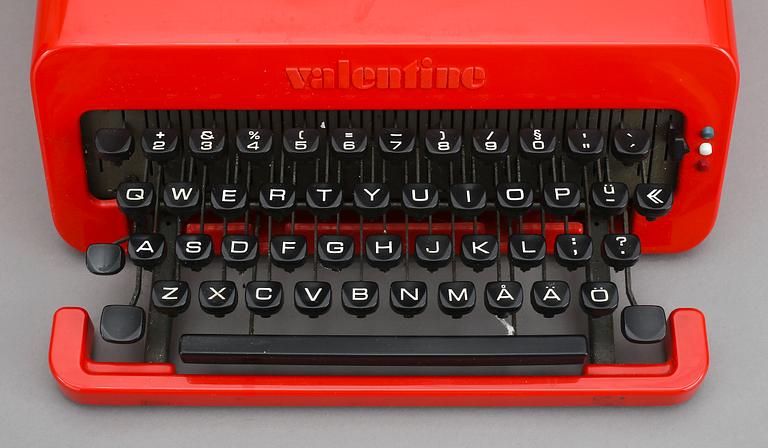 SKRIVMASKIN, "Valentine", Perry King samt Ettore Scottsass, Olivetti.