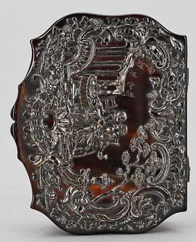 SNUSDOSA, sköldpadd och silver, senbarock, 1700-talets mitt.