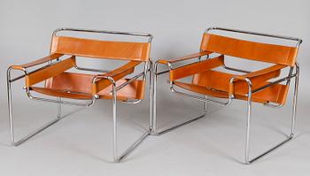 KARMSTOLAR, 1 par, efter Wassily av Marcel Breuer, Fasem, Italien, 1980-tal.