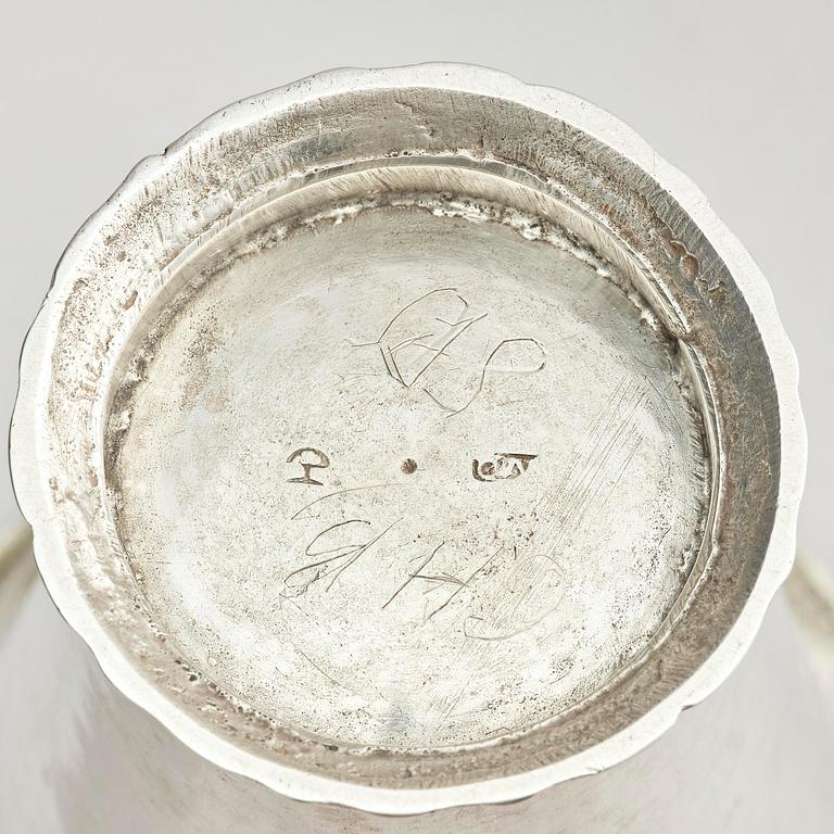 A Swedish 18th century parcel-gilt silver beaker, mark of Christoffer Wasserman, Lindesberg (1734-1770).