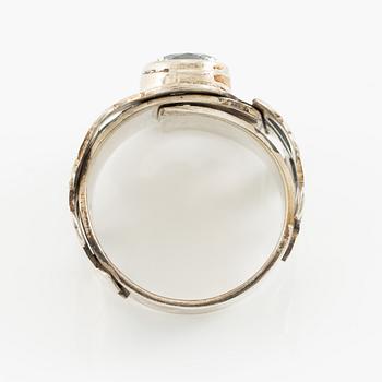 Jan-Christer Lundqvist, ring, sterling silver, with a white faceted stone, Skövde 1997.