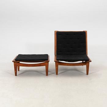 Hans J. Wegner, armchair with stool/daybed, GE-01 Getama Denmark, latter part of the 20th century.