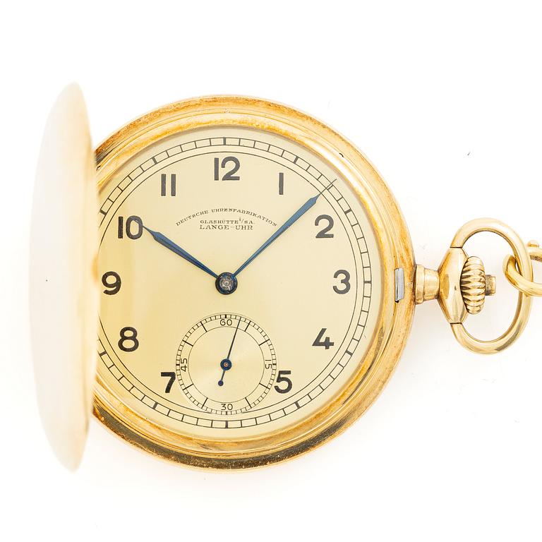 Lange-Uhr, Deutsche Uhrenfabrikation Glashütte, hunter, pocketwatch, 51,5 mm.
