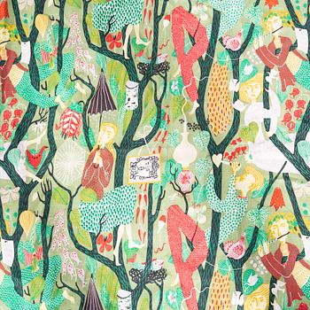 Stig Lindberg, gardiner två våder "Melodi", handtryckt linne ca 256x130 cm med omtag.