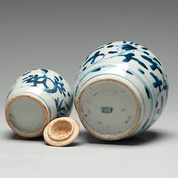 Two blue and white jars, Ming dynasty, 16th Century.