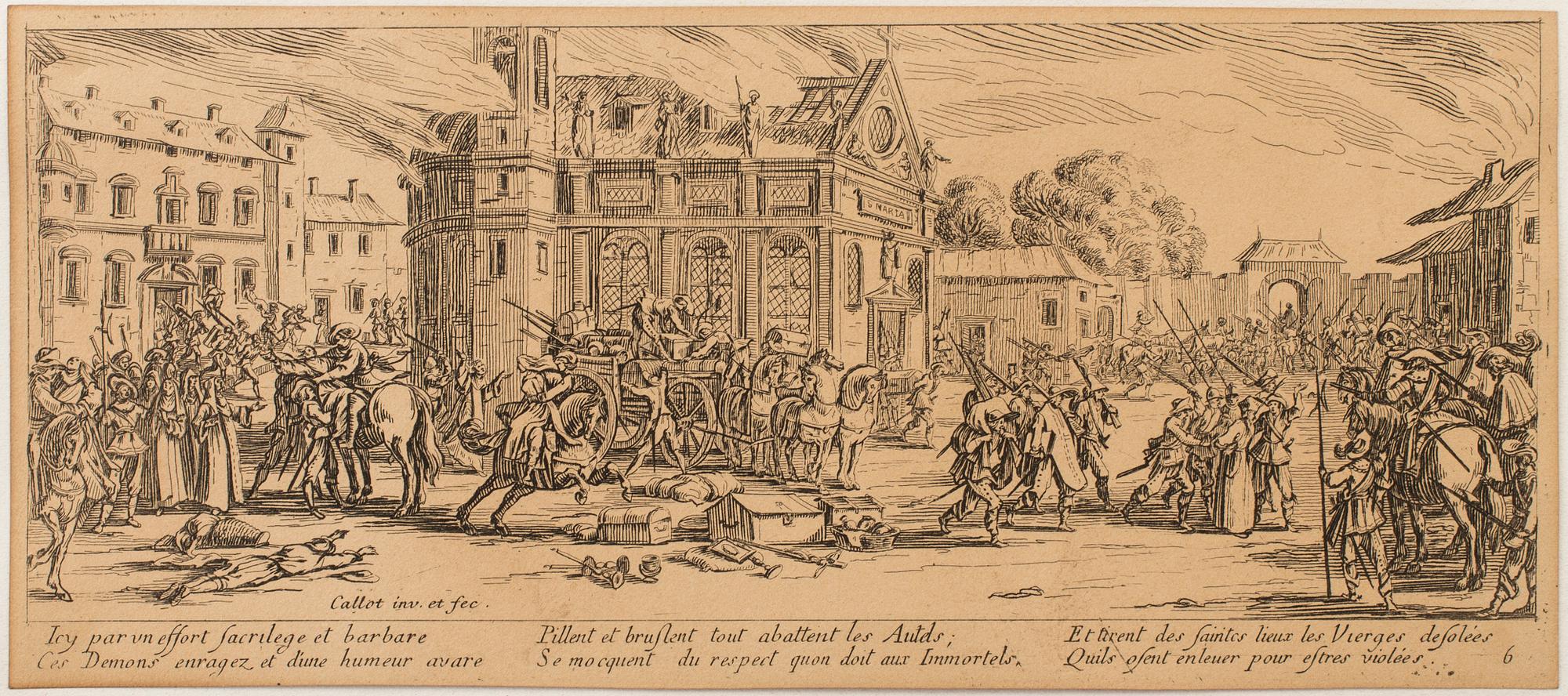 JACQUES CALLOT, Book, collection of 18 etchnings from Les miseres et les mal-hevrs de la gverre. 1633, later edition.