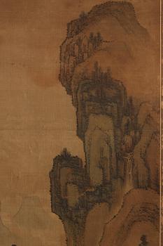 A Chinese scroll painting, ink and colour on silk, signed “蒋桐” Jiang Tong, syclical date jiaxu, 17th/18th century.