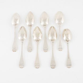 A group of eight Swedish silver spoons, including Nils Wendelius, Uppsala 1826.