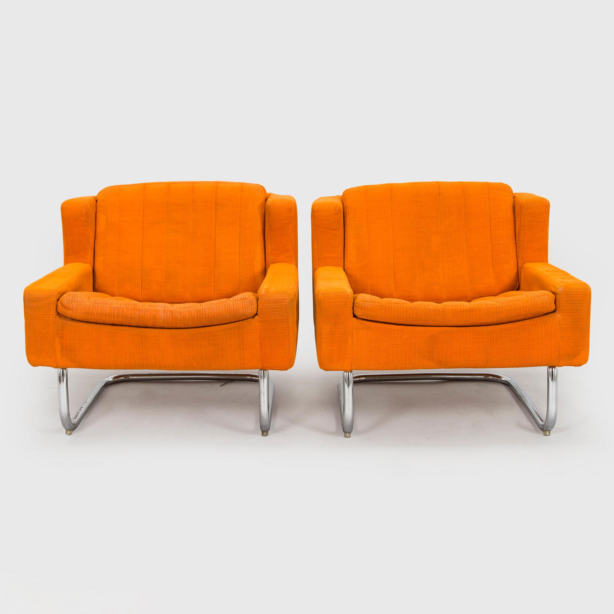 Esko Pajamies, a pair of 1970's 'Contra' easy chairs for Asko, Finland.