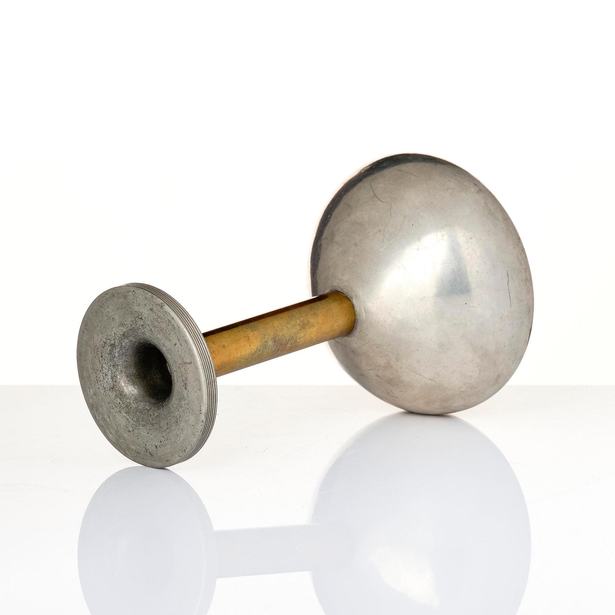 Sylvia Stave, a pewter and brass vase model 5557, C.G. Hallberg, Stockholm, 1933.