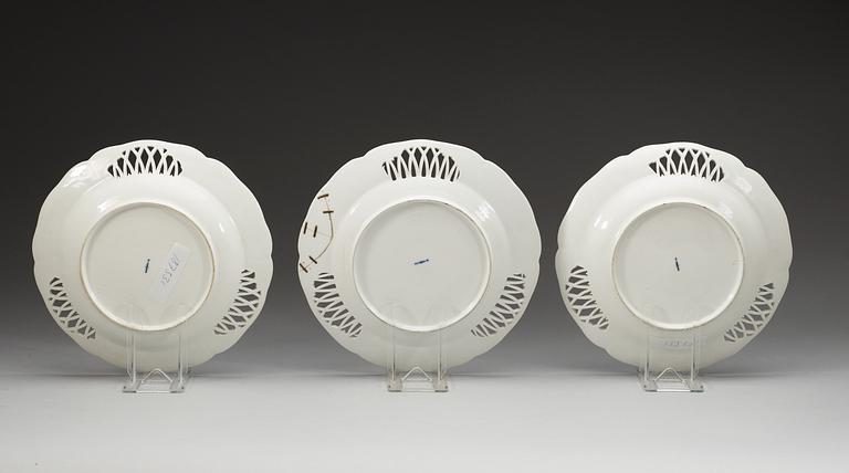 A set of 11 Berlin dessert dishes, 18th Century.