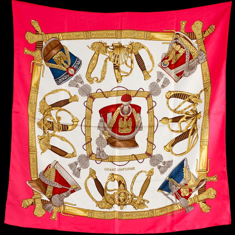 SCARF, siden, "Grand Uniforme", design Joachim Metz, Hermès, Paris, 1900-talets fjärde kvartal.