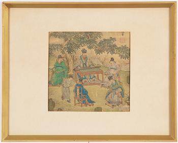 Oidentifierad konstnär, Kina, Figurscen i landskap, kopia efter äldre mästare, 1900-tal.