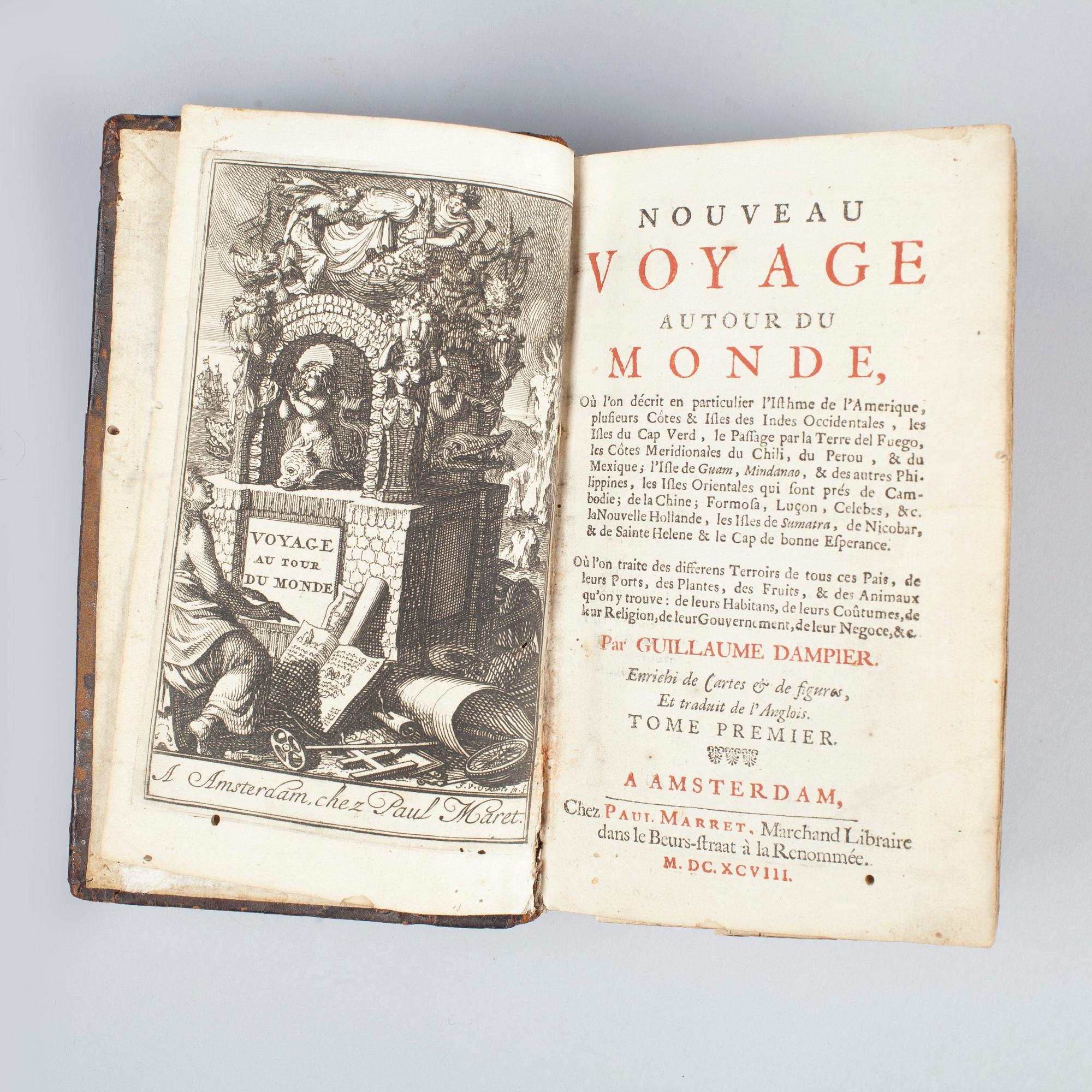 BOK, "Nouveau Voyage autour du Monde", I-II, av Guillaume Dampier, Amsterdam 1698.
