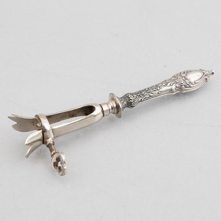 Lammkotlettshållare, 6 st, silver, Frankrike omkring 1900.