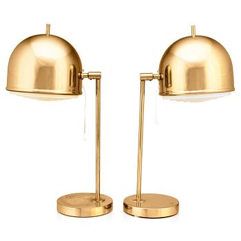 40. Eje Ahlgren, a pair of brass table lamps, model 'B-075', Bergboms, Sweden, 1960-70s.