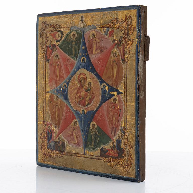 Ikon, Ryssland, 1800-tal. Vår Fru av den obrännbara busken.