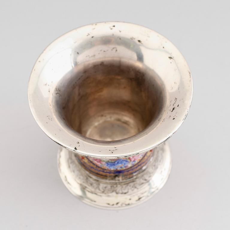 BÄGARE, silver och emaljarbete, sannolikt 1800-tal.