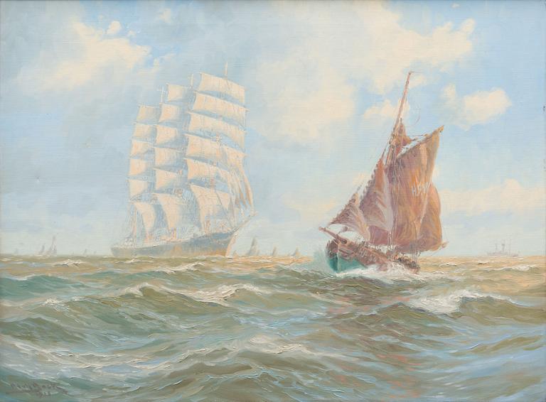 ADOLF BOCK, SHIPS AT ROADSTEAD.