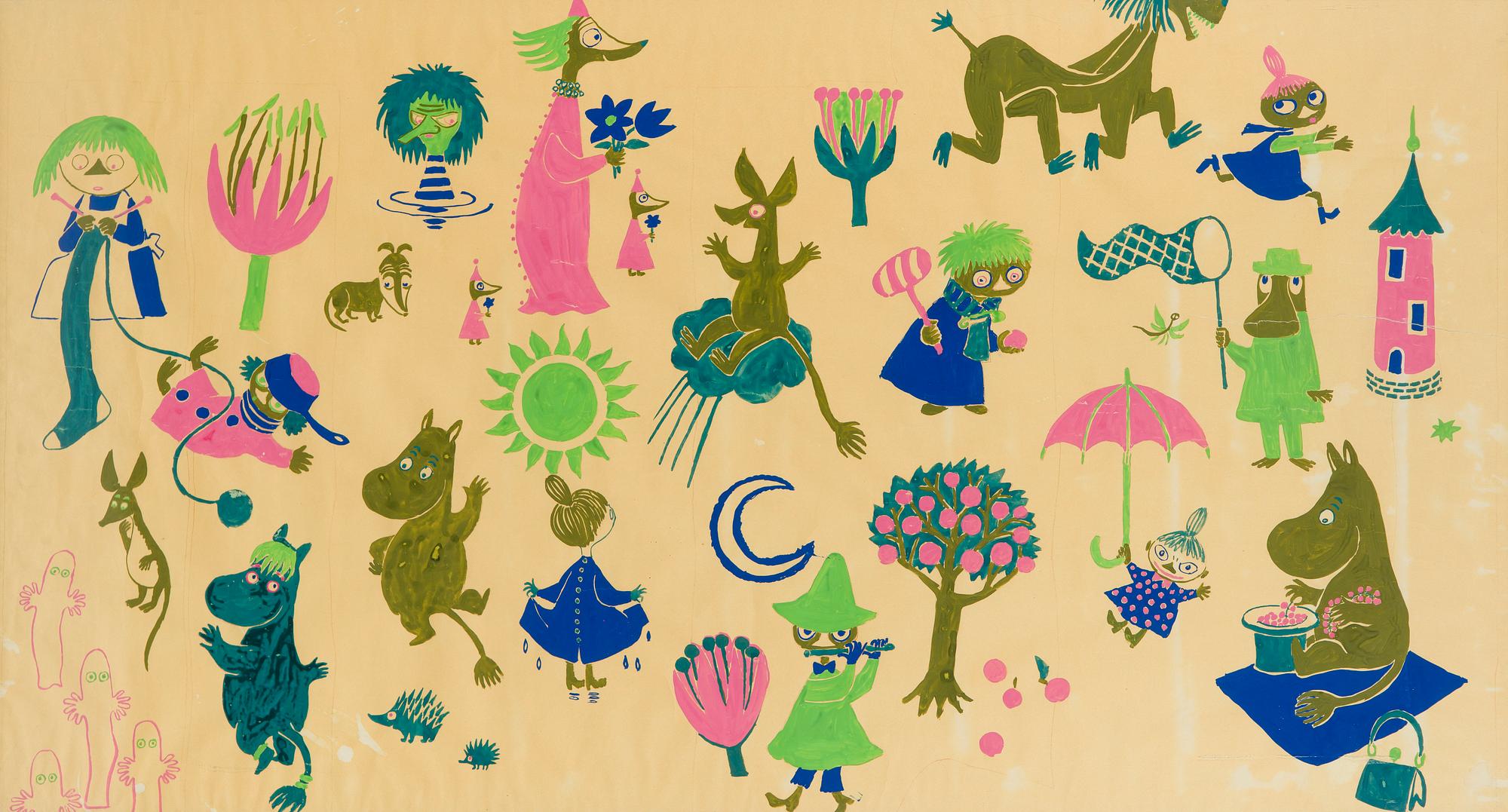 Tove Jansson, Sketch for a textile pattern.