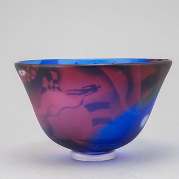 Bertil Vallien, a unique blasted glass bowl, Kosta Boda, Sweden.