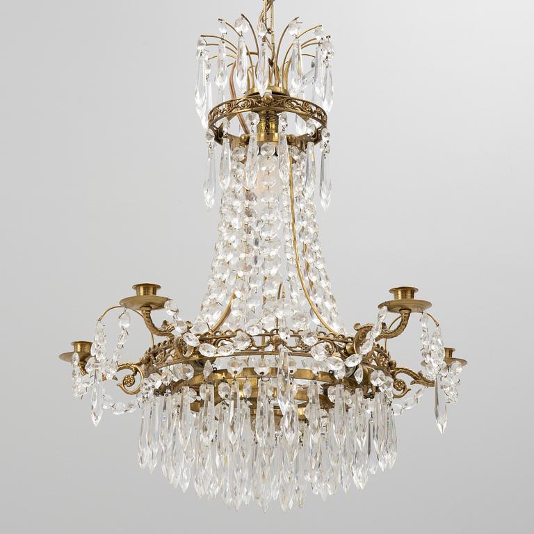 An Empire style chandelier, mid-20th Century.