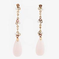 Earrings, Mandelstam, 18K gold with pink jade, cultured pearls, small cultured pearls, and brilliant-cut diamonds.